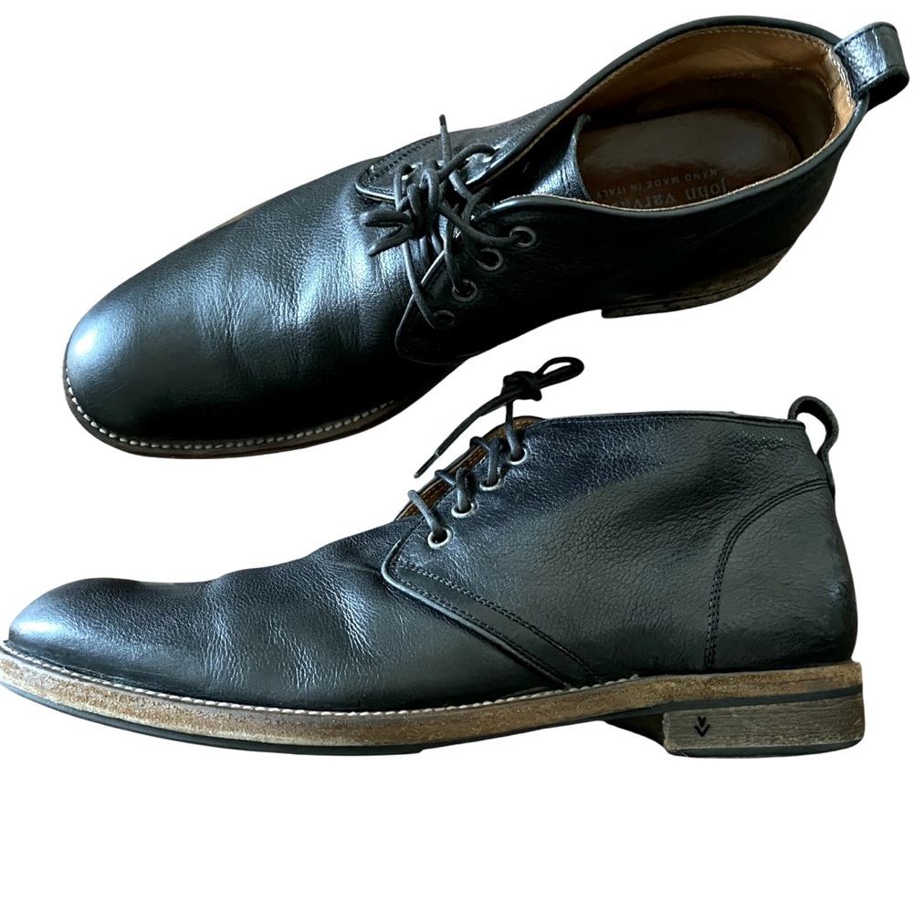 john varvatos handmade In Italy black leather chukka boots men 10.5